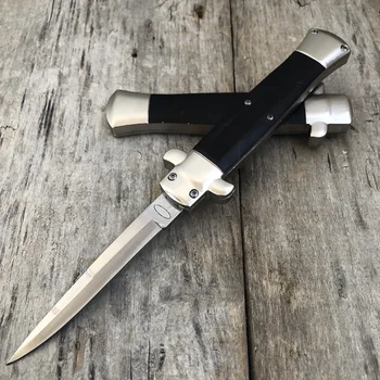 Olasz keresztapa játékos klasszikus AKC maffia összecsukható kés D2 acél penge réz fekete horn gyűjtemény kés önvédelem éles