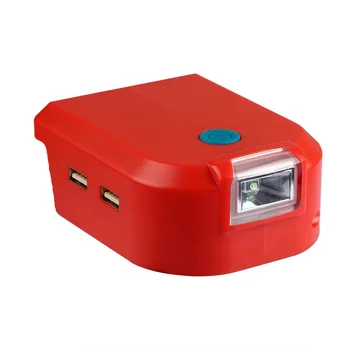 Dual USB, LED-es Akkumulátor Adapter Milwaukee M18 18V Li-ion Akkumulátor Átalakító 3 Módok LED Dolgozik Fény Sürgősségi Lámpa