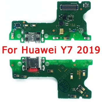 Eredeti USB Töltés Testület a Huawei Y7 2019 Töltő Port PCB Dock Csatlakozó Lemez Aljzat Flex Kábel Csere Alkatrészek