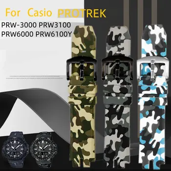 Magas minőségű szilikon watchband a PROTREK sorozat Casio prw-3000 \ 3100 \ 6000 \ 6100y módosított szilikon óraszíj férfi öv