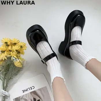 Cipő Lolita cipő női Japán stílusú kerek toe cipő női retro lány magas sarkú platform cipő főiskolai hallgatók