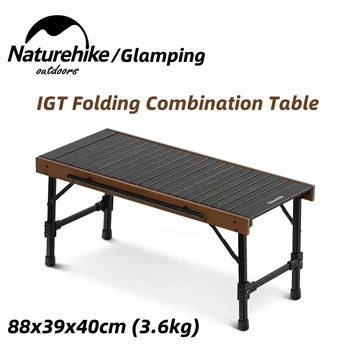 Naturehike IGT Összecsukható Asztal Kültéri Hordozható Piknik Kemping GRILL Eszközök Alumínium Asztal Kombinált Főzés Táblázat 30kg Csapágy