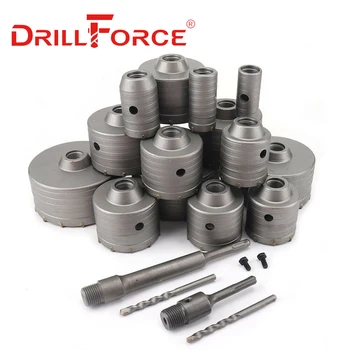 Drillforce 30-160mm Konkrét Lyukat Láttam Elektromos Üreges Core Cement kőfal légkondícionáló Falazat SDS Plus Max Hex Fúró