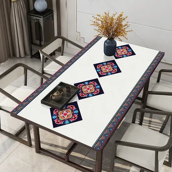 Bőr terítő Vízálló oilproof bohém stílus hőálló pvc téglalap asztal mat egyedi fából készült asztal védő fedél
