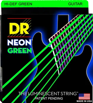 DR. K3 Hi-def Neon Zöld Világító Elektromos Gitár Húrok, Fény 09-42 vagy Közepes 10-46