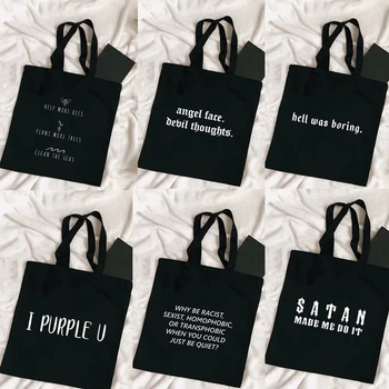 Harajuku Tumblr Grafikus Női Bevásárló Táska Kézitáska Ruhával Vászon Tote Bags Nők Eco Újrafelhasználható Váll Bevásárló Táskák