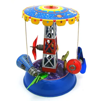 [Fura] Felnőtt Gyűjtemény Retro játékszer Fém Tin vidámpark tér kapszula körhinta Mechanikus játék, modell, vintage játék, ajándék