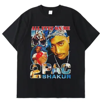 2pac Tupac Shakur Nyári, Alkalmi Utcai Viselet Férfi Divat Hip Hop Rap Sztár Klassz póló, Rövid Ujjú Pamut Vintage Póló