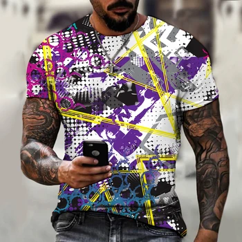 A Hip-hop elemek Férfi pólók 3D nyomtatott pólók Nagyméretű férfi o-nyakú ing, Alkalmi, valamint sportruházat Utca nyomatok