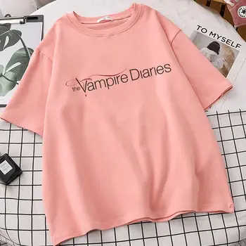 Új the Vampire Diaries Tshirt Nyári Póló Femme Lány Ulzzang Alkalmi Póló Harajuku 90-es évek Laza póló Streetwear Camisetas