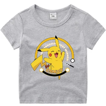Nyomtatott pólók Pikachu Rövid Ujjú Fiú Lány Gyerek Divat Hűvös Nyári Gyermek Rajzfilm Alkalmi Streetwear Pamut Felsők Tee