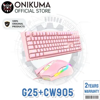 Onikuma G25-Gaming-Billentyűzet-Egér Szett Vezetékes Rózsaszín CW905 6400 DPI Egerek PC Laptop