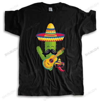 A férfiak Tshirt Mariachi Kaktusz póló Mexikói Gitár Sombrero Bajusz Ajándék Király Nyomtatott Póló Pólók legjobb nyári teeshirt