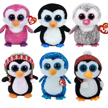 15cm Beanie Boo Nagy Szemek Pingvin kalapban Puha Plüss Plüss Aranyos Játékok Baba Gyűjtemény Lány Rongybaba Karácsonyi Ajándék