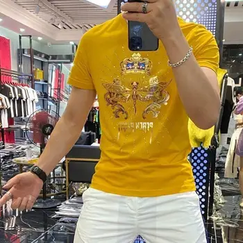 2021 nyári férfi rövid ujjú új személyiség trend karcsú szitakötő gyakorlat nyomtatás póló