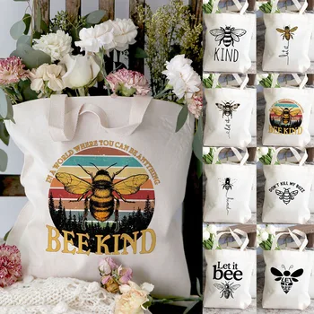 Méhecske Nők Hadd Méh Grafikus Nyomtatott Női Mujer Újrahasznosítható Vászon Bevásárló Válltáska Vásárló Aranyos Tote Bags Szövet Táska