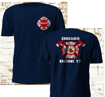 Divat Chicago Tűzoltó Osztály Lánglovagok Motor 17 Tűz Haditengerészet Póló M - 3XL póló