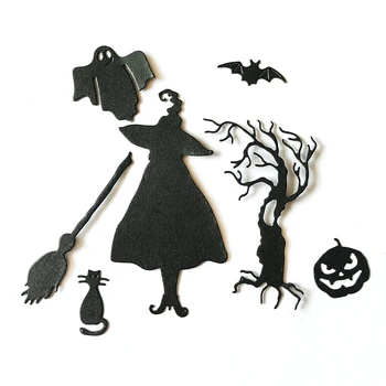 Boldog Halloween boszorkány fémforgácsolási Meghal Kézműves Vágott Meghalni Stencil Scrapbooking Kézzel készített Papír, Hogy az Album Modell Ütés Penge