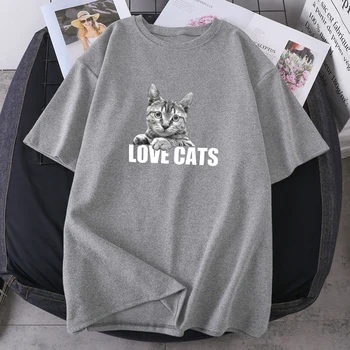 Divat a Rövid Ujjú Felsők Pólók Nyári Szeretik a Macskákat Nyomtatás póló Nő, O nyakú Női Túlméretes Alkalmi Magas Minőségű 2021 Camisetas