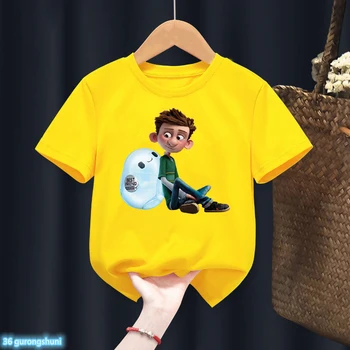 Új Aranyos Film Ron Baj Póló Kawaii Barney Ron Robot T-Shirt Rajzfilm Nyomtatási Fiúk Lány Unisex Tshirt Rövid Ujjú Felsők
