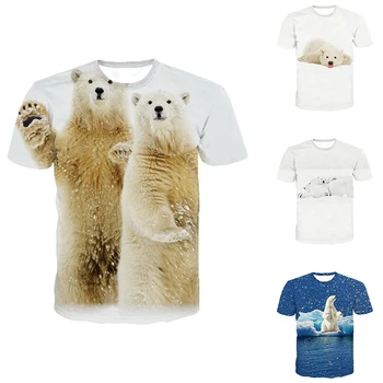 Állat jegesmedve Aranyos 3d-s póló, Utcai Férfi Személyre szabott pólót jegesmedve póló