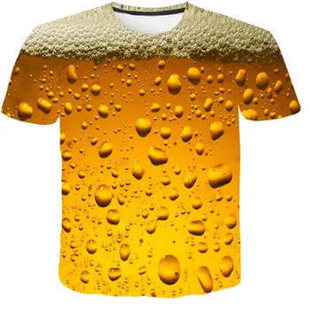 A férfiak 3D-s póló Nyári rövid ujjú sört buborék Spanyolországban Oktoberfest szülő-gyermek ruha felsők pólók Viccek pólók 5XL