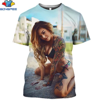 SONSPEE Szenvedély Tetoválás a Nők Szexi Istennő Nyomtatás Póló 3D Nyári Férfi Női póló Bikini Modell, Divat, Férfi Ruházat Strandcuccot