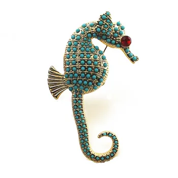 2020 ingyenes szállítási Új stílus alufelni csikóhal berakásos kék gyöngyökkel állati divat személyiség bross