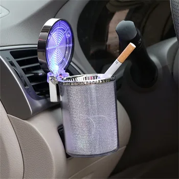 Autó hamutartó LED light cigaretta, szivar hamutartó konténer hamutartó gáz palack füst pohártartó tároló kupa autós kellékek