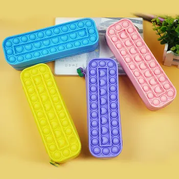 Új Nyomja Buborék Szilikon tolltartó Popits Buborék Fidget Toys Pure Színes, Egyszerű, Nagy kapacitású Írószer Tárolására tolltartó