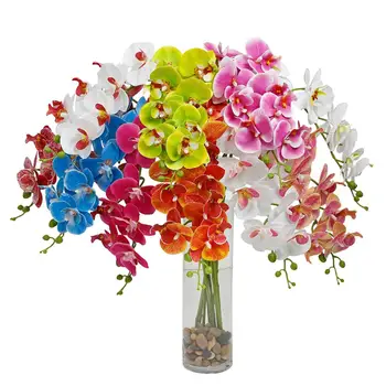3D-s Nyomtatási Pillangó Orchidea művirágok Műanyag Nem halványuló Hamis Selyem Virág, Csokor Phalaenopsis Esküvői Otthoni Dekoráció
