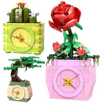 Barátok Virágok, Csokor, Cserepes Növények építőkövei DIY Város Orchidea, Kaktusz Rose Dekoráció Tégla Játékok Lányoknak Ajándékok