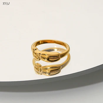 Adstract női test gyűrűk nők rozsdamentes acél arany színű egyedi király gyűrűk szabad elhomályosítani divatos női ékszerek 2021