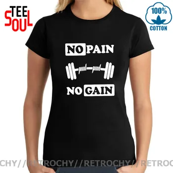 Nincs Fájdalom, nincs Nyereség Súlyemelő Póló Női fitness Képzés Tees Testépítő Edzés Felsők Új Divat Erőemelés Fitness Tshirts
