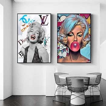 Marilyn Monroe Rág Rágógumi Vászon Nyomatok Wall Art Kép Audrey Hepburn Festmény Plakát, Nappali, Hálószoba Decor